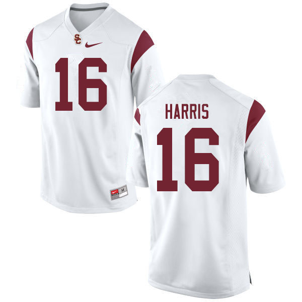 Men #16 Scott Harris USC Trojans College Football Jerseys Sale-White
